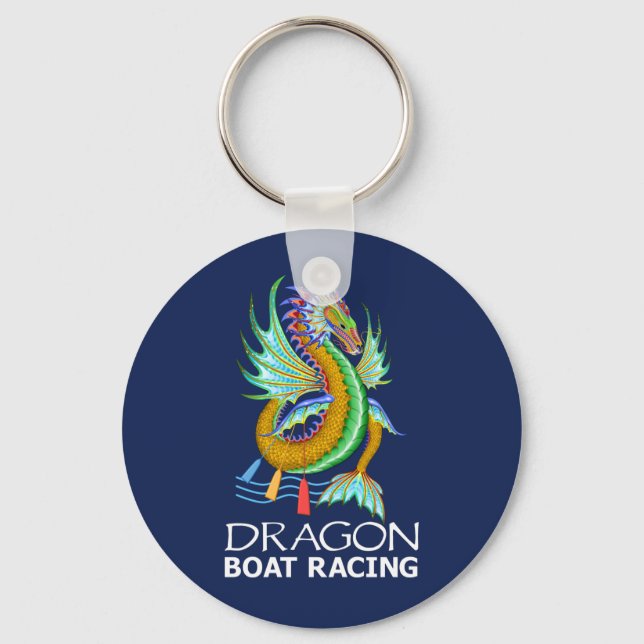 Gold Dragon Boat Racing Blue Schlüsselanhänger (Vorderseite)