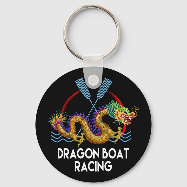 Gold Dragon Boat Racing Schlüsselanhänger (Vorderseite)