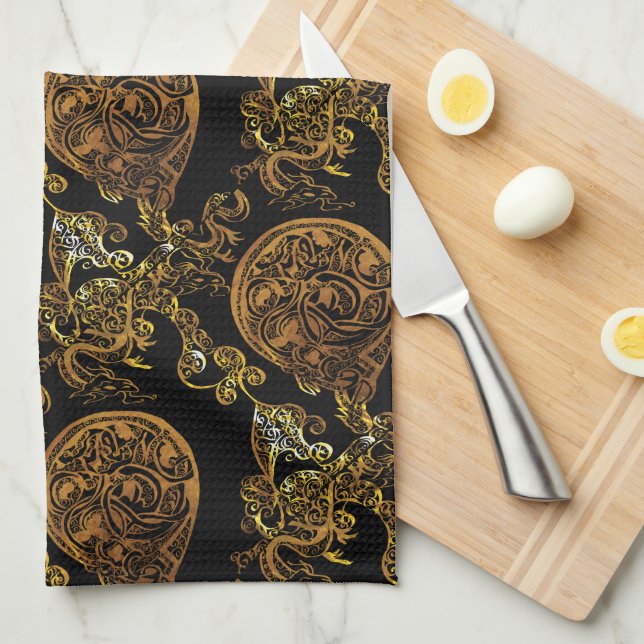 Gold Dragon Geschirrtuch (Viertel Falte)