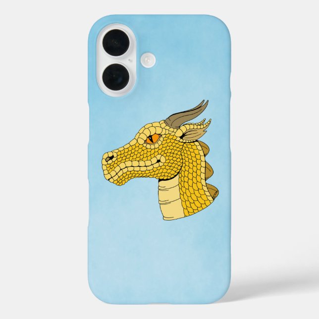 Gold Dragon Head in Profil iPhone 16 Hülle (Rückseite)