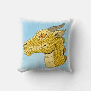 Gold Dragon Head in Profil Kissen