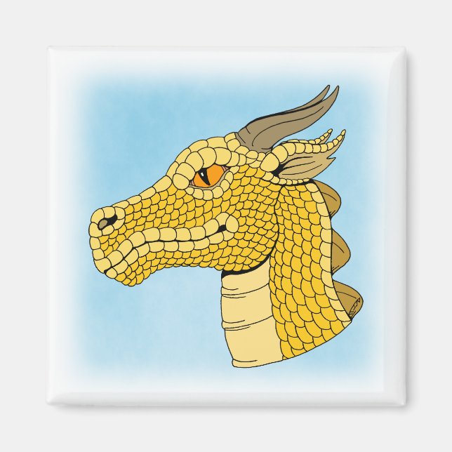 Gold Dragon Head in Profil Magnet (Vorne)