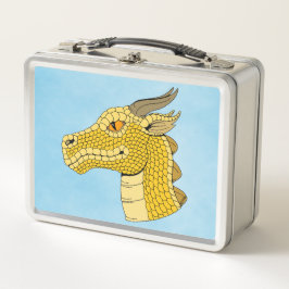 Gold Dragon Head in Profil Metall Brotdose