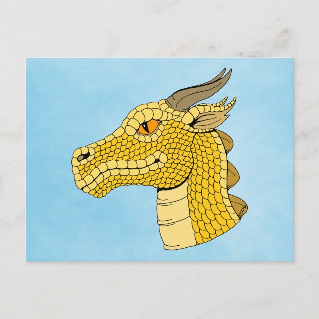 Gold Dragon Head in Profil Postkarte (Vorderseite)