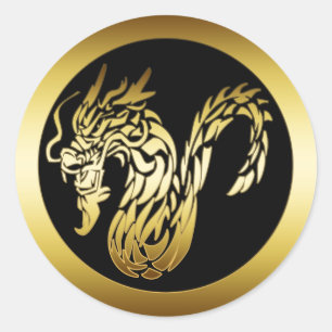 GOLD DRAGON RUNDER AUFKLEBER