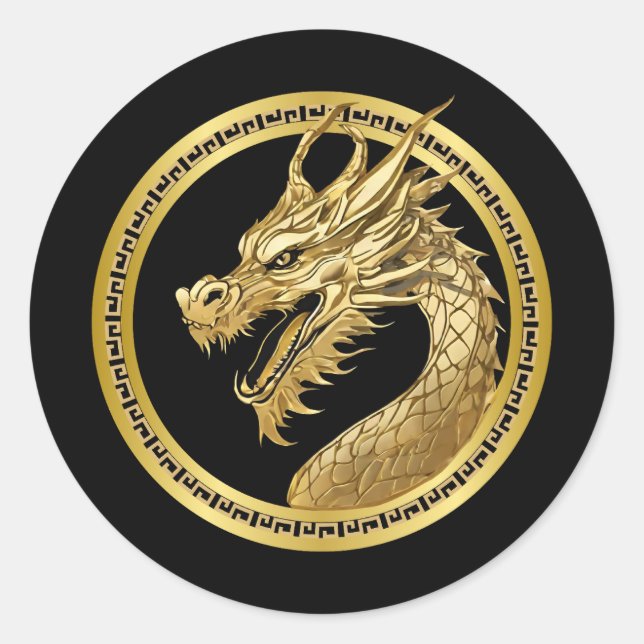 Gold Dragon Runder Aufkleber (Vorderseite)