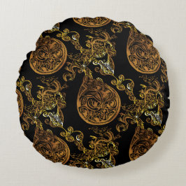 Gold Dragon Rundes Kissen