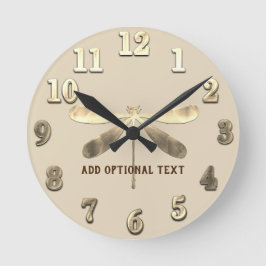 Gold Dragonfly Hinzufügen von Text-Besondere Anlas Runde Wanduhr