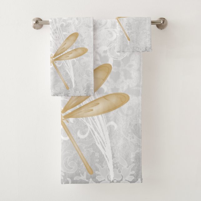 Gold Dragonfly Personalisiert Bath Handtuch Set (Insitu)