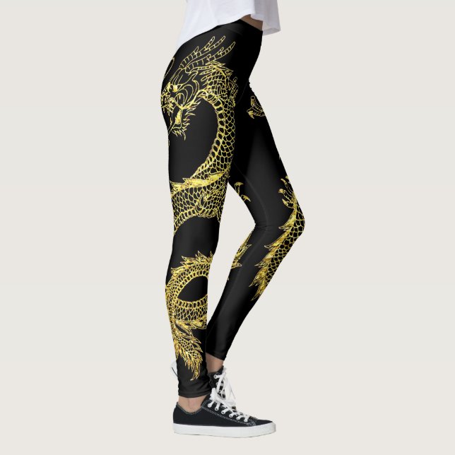 Gold Dragons personalisieren Hintergrundfarbe Leggings (Rechts)