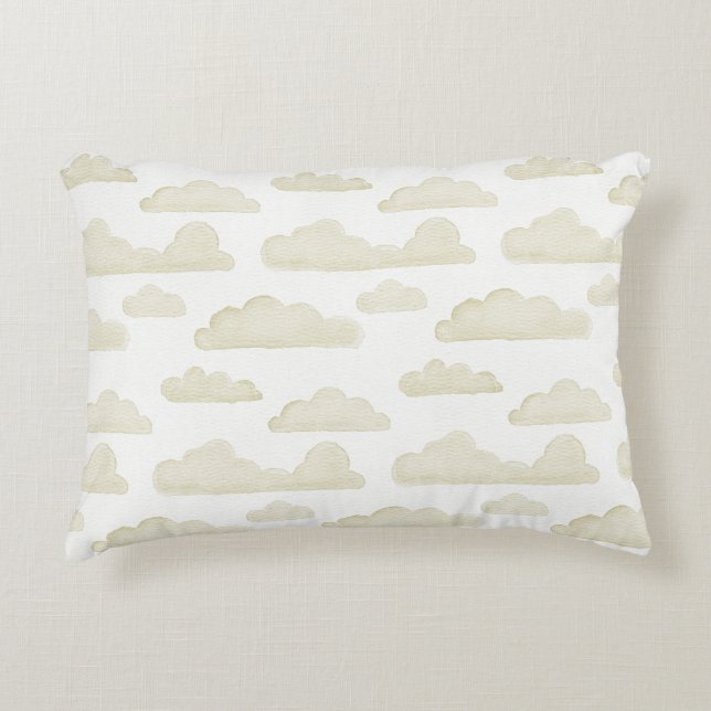 Gold Dreamtime Aquarelle Nuages Accent Coussin (Devant)