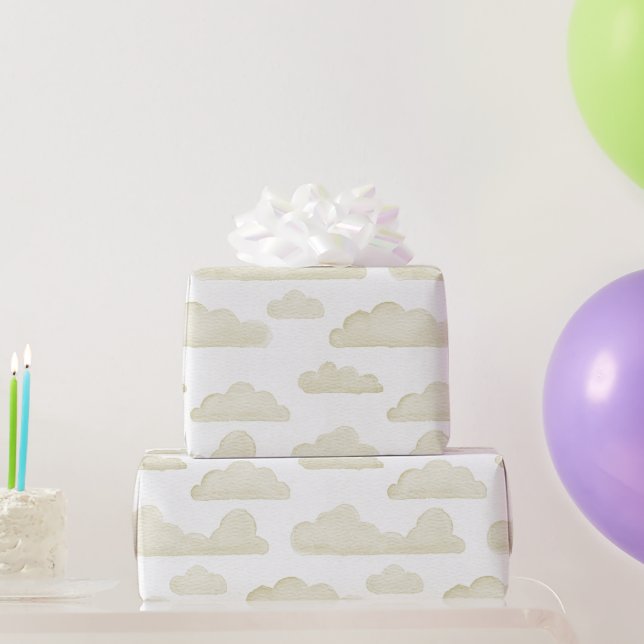 Gold Dreamtime Watercolor Clouds Wrapping Paper Geschenkpapier (Partygeschenke)