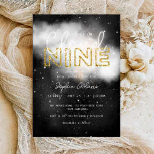 Gold Dreamy Sie ist auf Cloud Nine Brautparty Einladung