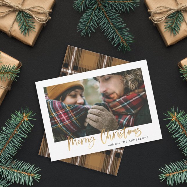 Gold-Drehbuch frohe Weihnachten Senf Tartan 1 Foto (Von Creator hochgeladen)