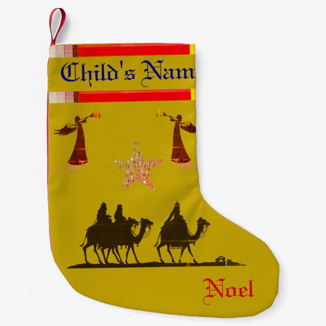 Gold - Drei Weisen / Engel Strumpf Kleiner Weihnachtsstrumpf (Vorderseite)
