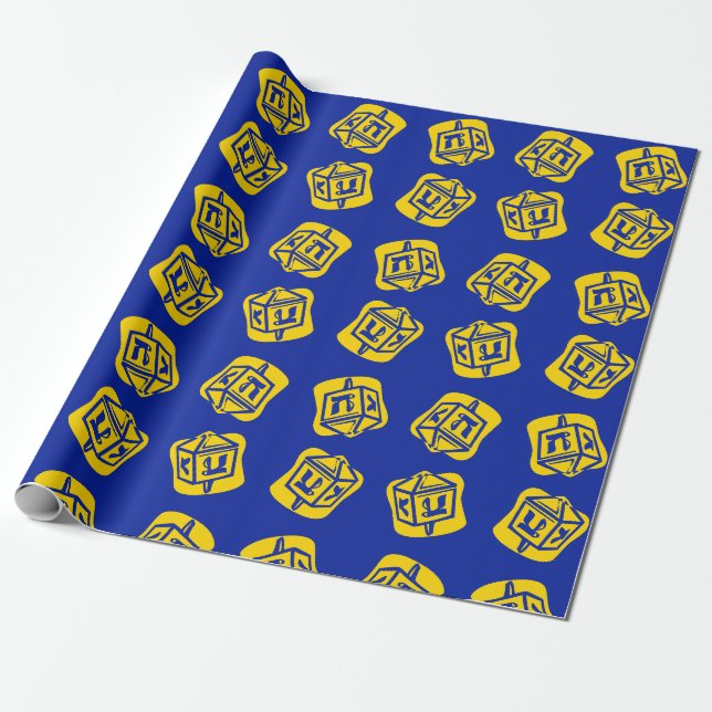 Gold Dreidel Wrapping Paper Geschenkpapier (Ungerollt)