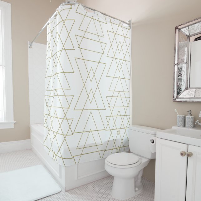 Gold Dreiecke Chic White Modern Glamour Duschvorhang (Beispiel)