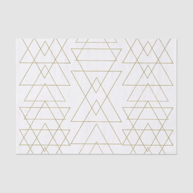 Gold Dreiecke Chic White Modern Glamour Seidenpapier (Vorderseite)