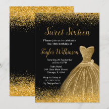 Gold Dress Imitate Glitzer Sweet 16 Geburtstag