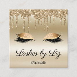 Gold Drilling Glitzer Sparkle Eyelash Extension Quadratische Visitenkarte