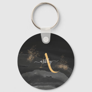 Gold Dripping Glitter Monogram Custom Metallic Schlüsselanhänger