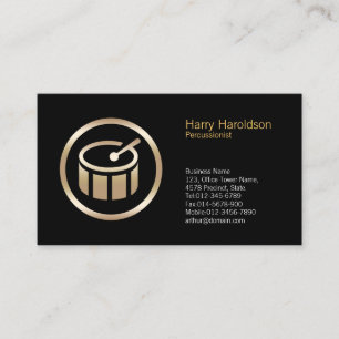 Gold Drum Icon Percussionist Business Card Visitenkarte