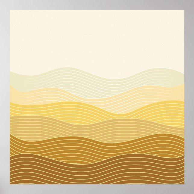 Gold Dunes Minimalistisch Abstraktes Boho Design Poster (Vorne)