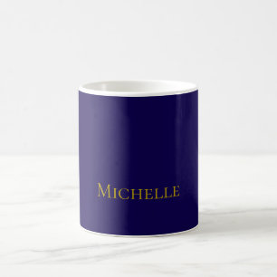 Gold & Dunkelblau Farbige Professionelle Schlichte Kaffeetasse