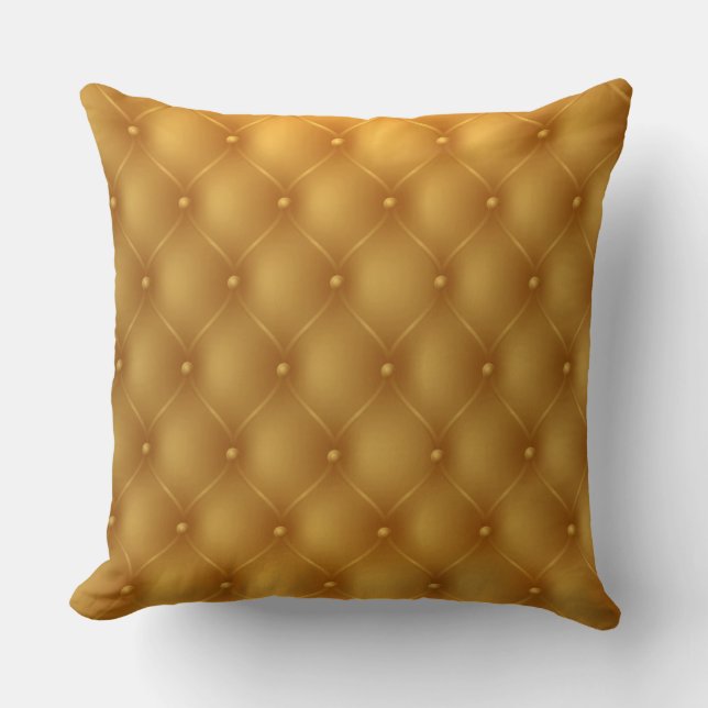 Gold durchgeheftetes ledernes Blick-Druck-Kissen Kissen (Vorderseite)