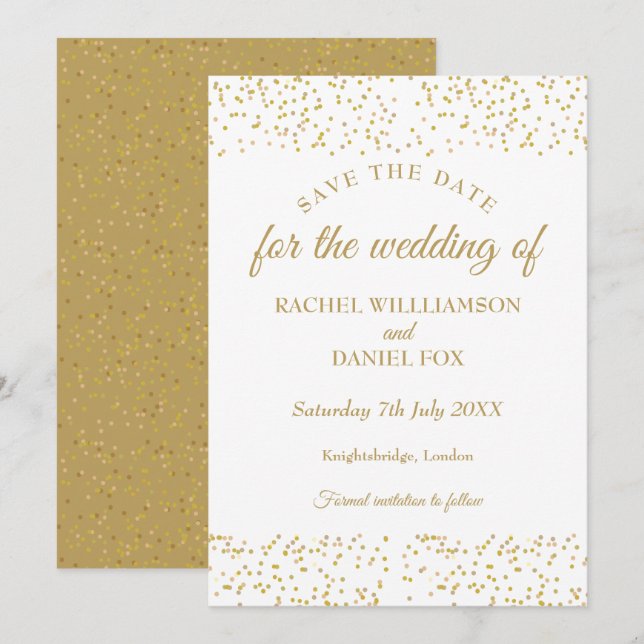 Gold Dust Confetti Mariage Enregistrer la carte de (Devant / Derrière)