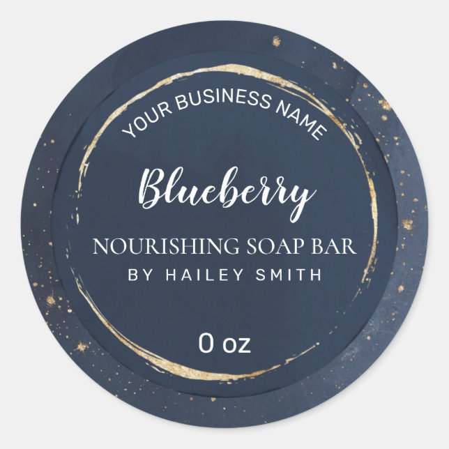 Gold Dust Navy Blue Soap Bar Runder Aufkleber (Vorderseite)