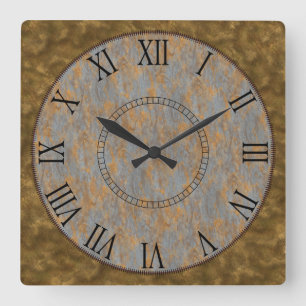 Gold Dust & Rust Roman Numeral Quadratische Wanduhr