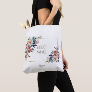Gold Dusty Blue Pink Blumenblume Hochzeit Tasche