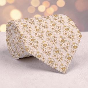 Gold & Dusty Pink Elegante Herz Custom Necktie Krawatte