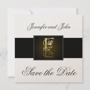 Gold E Monogramm Save-the-Date-Hochzeitsankündigun Save The Date