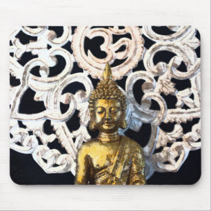 Gold Earth Buddha OM Aum Mantra Ajna Meditation Mousepad