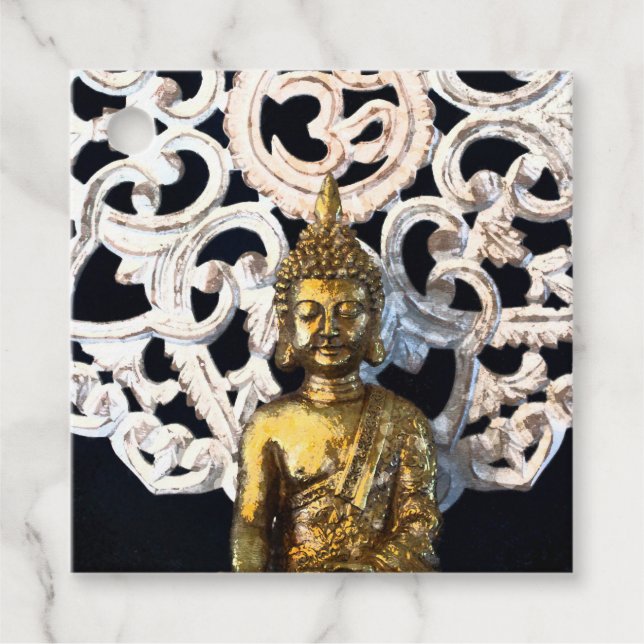 Gold Earth Buddha OM Om Mantra Ajna Meditation Geschenkanhänger (Vorderseite)