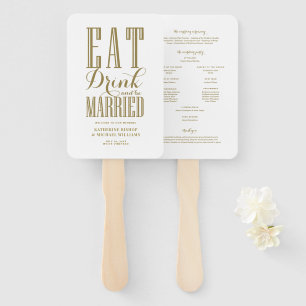 Gold Eat Drink und sei verheiratet Hochzeitsprogra Fächer