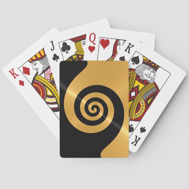 Gold Edelstahl Metall mit Spiralmuster 2 Spielkarten (Rückseite)