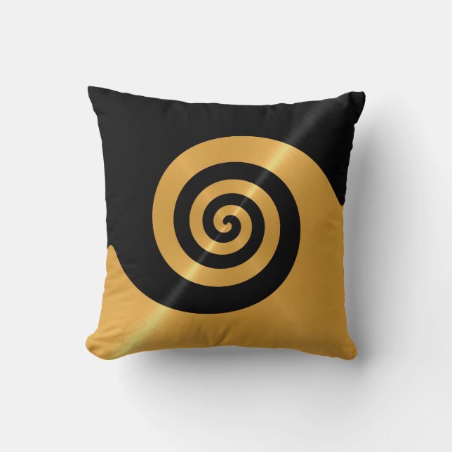 Gold Edelstahlmetall mit Spiralmuster Kissen (Vorderseite)