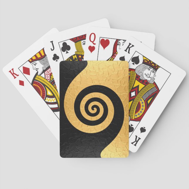Gold Edelstahlmetall mit Spiralmuster Spielkarten (Rückseite)