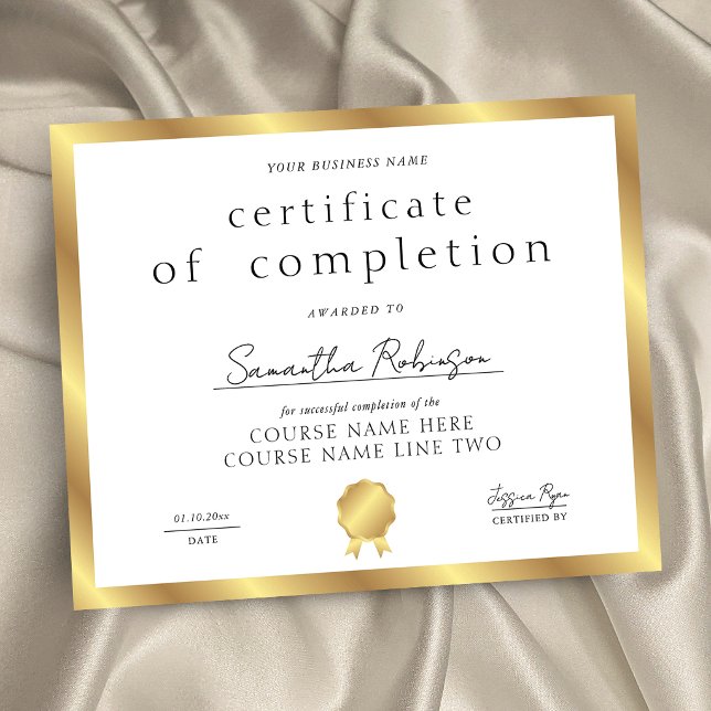 Gold Effect Completion Certificate Business Award (Von Creator hochgeladen)