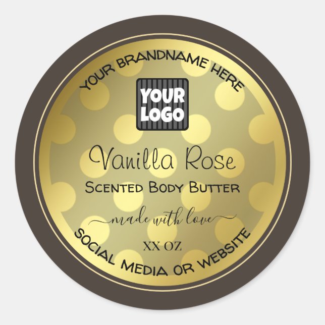 Gold Effect Custom Logo Product Packaging Labels Runder Aufkleber (Vorderseite)