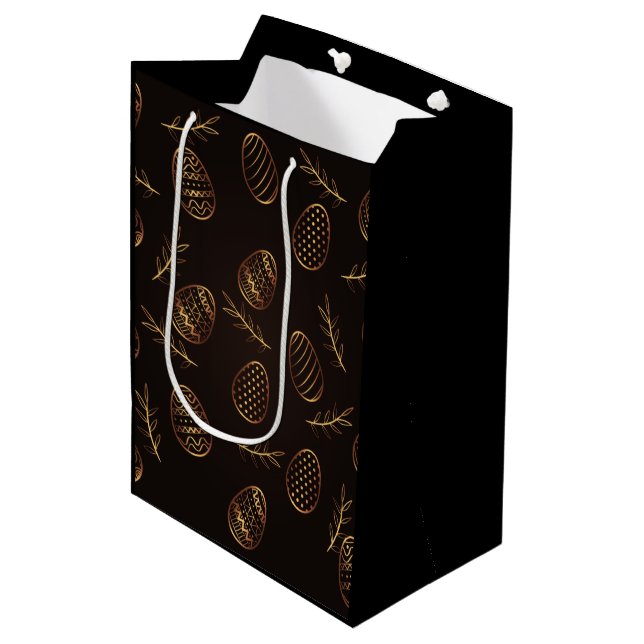 Gold Eier Ostermittelverpackung Mittlere Geschenktüte (Vorderseite Schrägansicht)