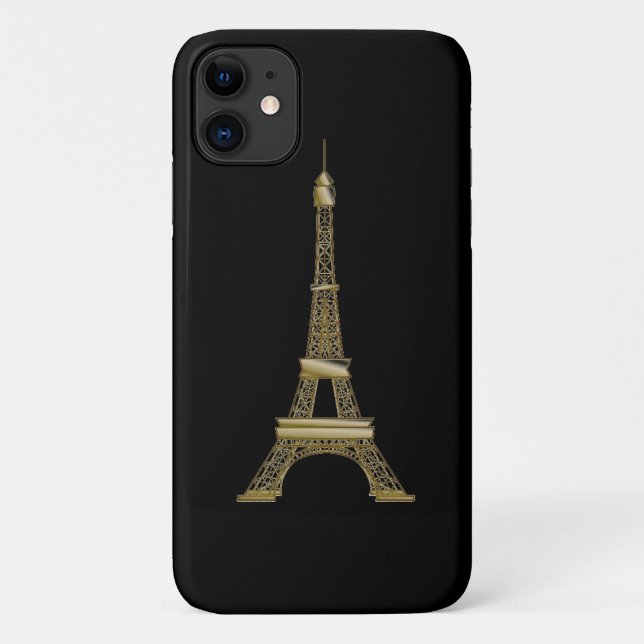 Gold Eiffel Tower French Black Case-Mate iPhone Hülle (Rückseite)