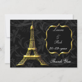 Gold Eiffel Turm Französisch Hochzeit Vielen Dank Einladung