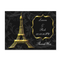 Gold Eiffel Turm Französisch Hochzeit Vielen Dank