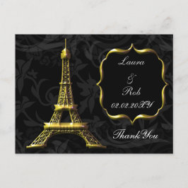 Gold Eiffel Turm Französisch Hochzeit Vielen Dank Postkarte