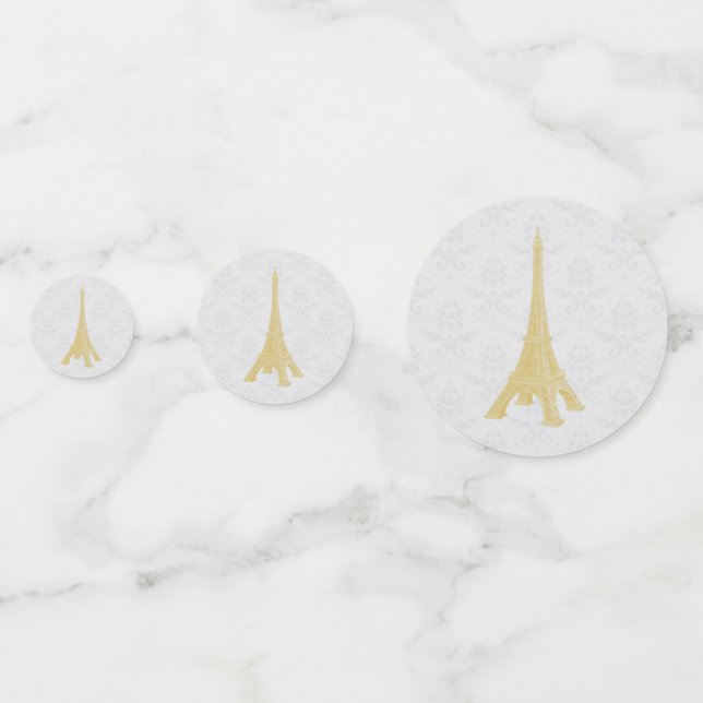 Gold Eiffelturm Damask Hochzeitstisch Confetti Konfetti (Vorderseiten)