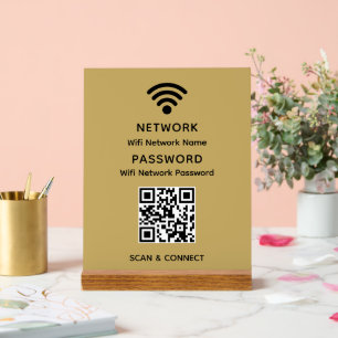 Gold Einfach Elegant Wifi QR Code Netzwerk Passwor Acrylschild
